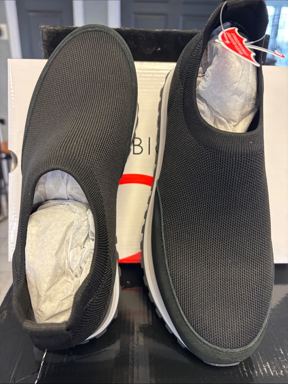 Blondo Black Knit Slip-On Sneaker with White Sole